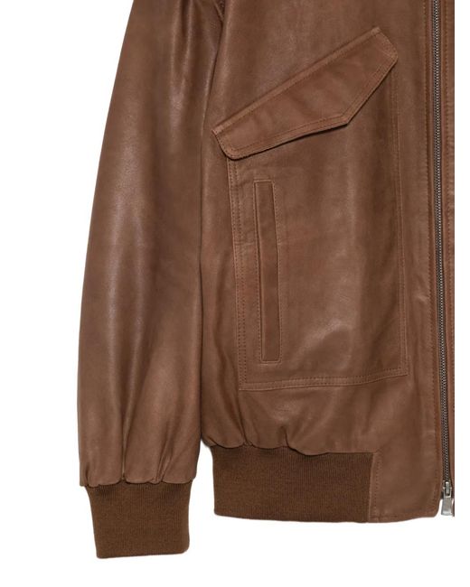 Tela Brown Flap-Pocket Bomber Jacket