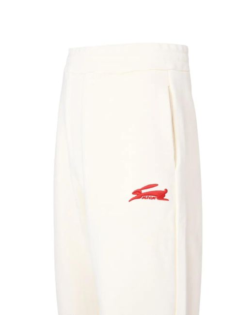 MSGM Natural Embroidered Fleece Track Pants for men
