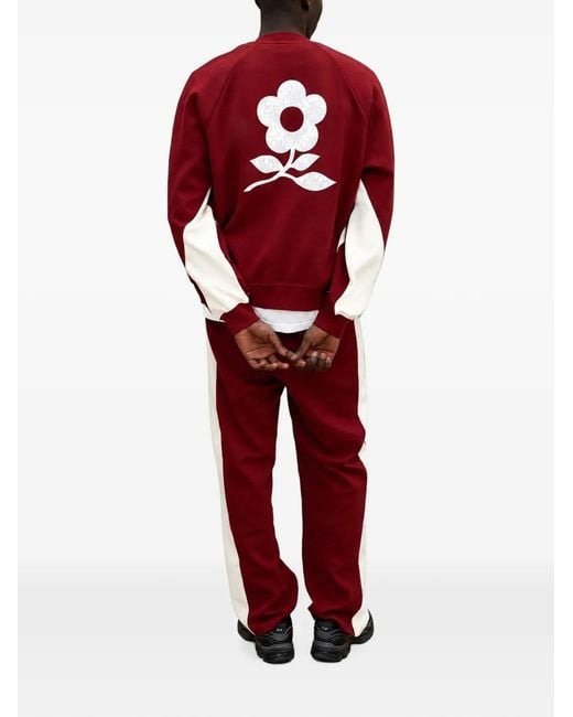 Maison hideout Red Logo-Patch Panelled Tracksuit for men