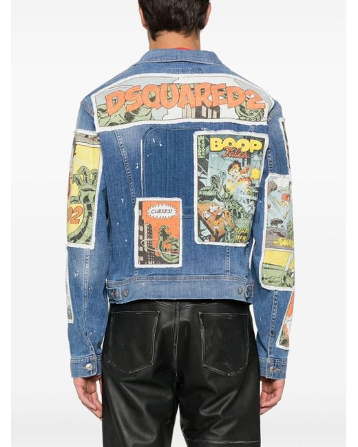 Veste en jean Betty Boop à design patchwork DSquared² pour homme en coloris Blue
