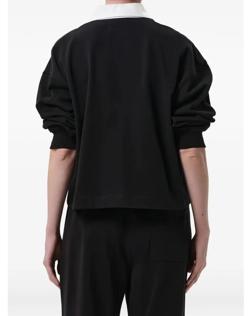 Citizens of Humanity Black Aris Rugby Contrast-Collar Long-Sleeve Polo Top