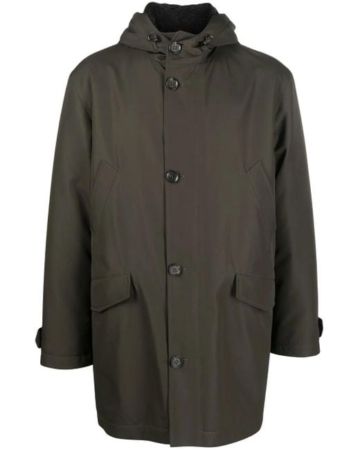 Liska Gray Button-Front Hooded Coat for men