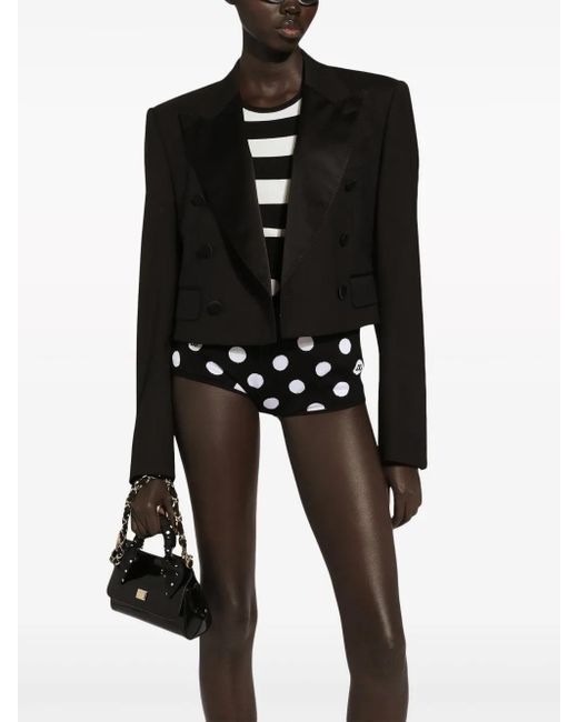 Dolce & Gabbana Black Double-Breasted Cropped Blazer