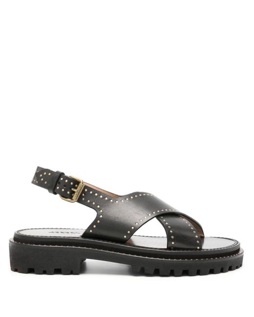 Isabel Marant Black Stud-embellished Leather Sandals