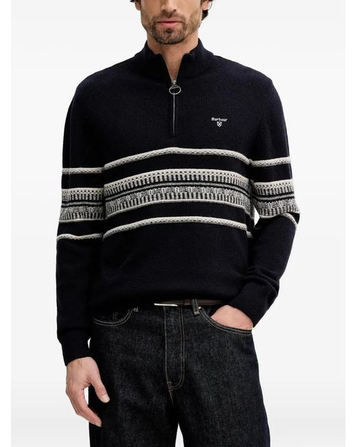 Barbour Blue Kepwick Striped Half-Zip Sweater for men