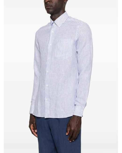 Truzzi White Striped Buttoned Shirt for men