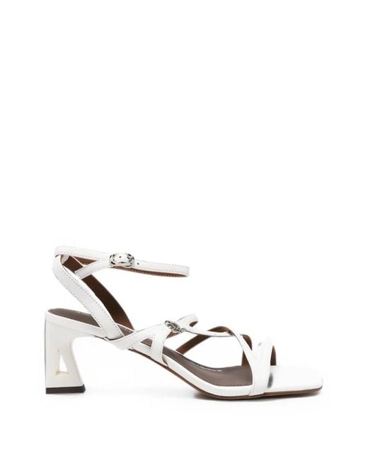 SERGIO MORETTI FIRENZE White Strappy Geometric-Heel Sandals