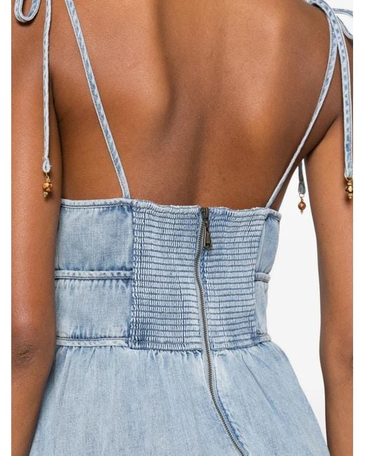 Zimmermann Blue Wanderlust Sleeveless Midi Dress