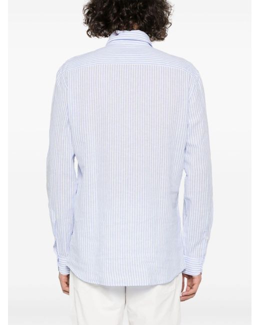 Fay White Striped Linen-blend Shirt for men