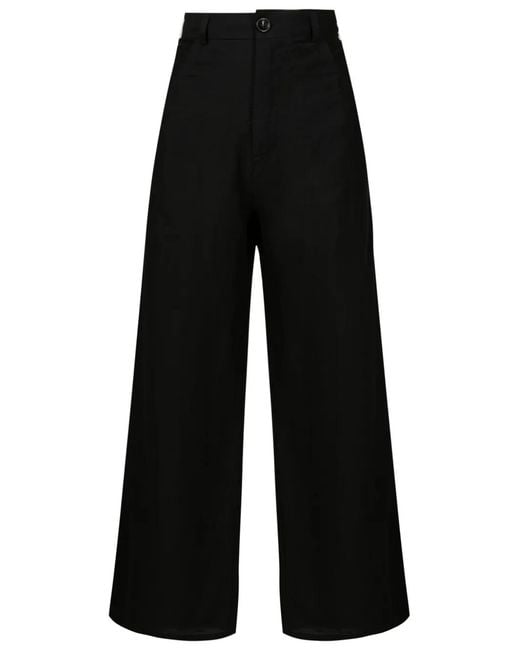 Amir Slama Black Wide-Leg High-Waisted Trousers