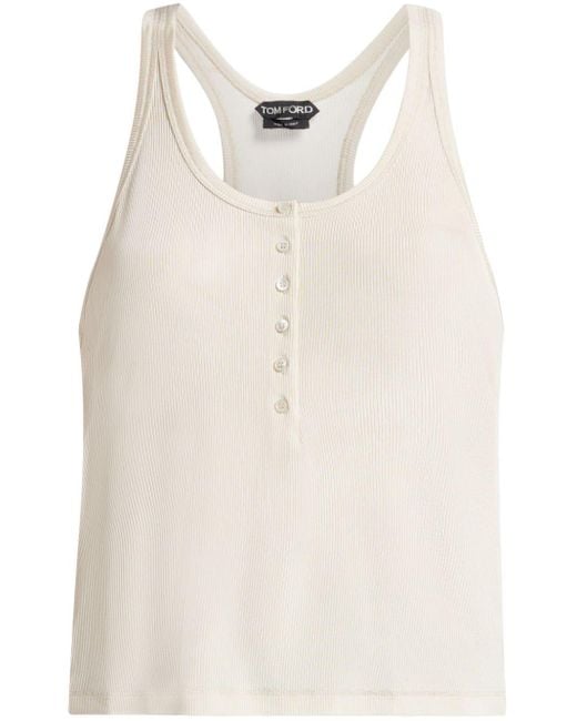 Tom Ford White Ribbed Jersey Tank Top