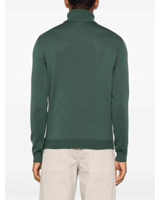 Roberto Collina Green Turtleneck Wool Sweater for men