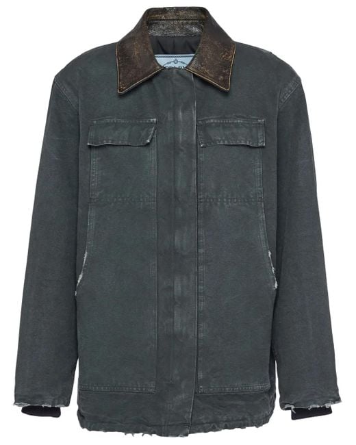 Prada Gray Distressed Canvas Jacket