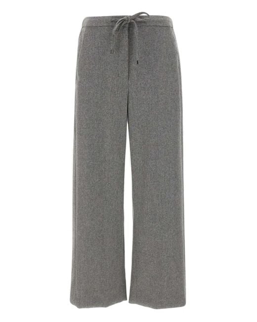 Max Mara Gray Drawstring Side-Pocket Trousers