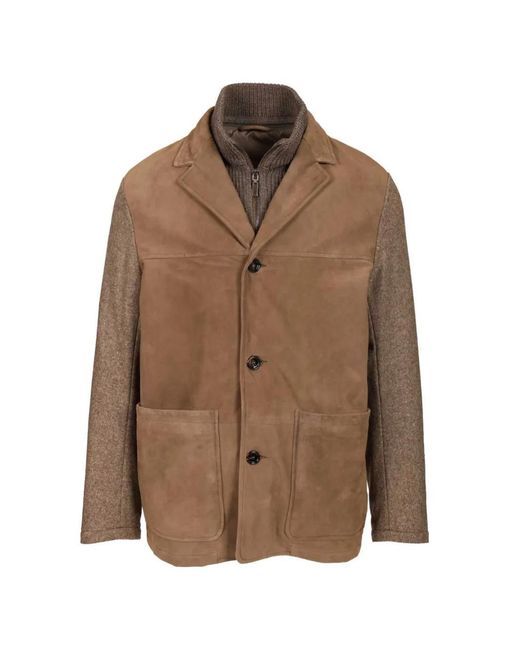 Al Duca D'aosta Brown Panelled Notch-Lapel Jacket for men