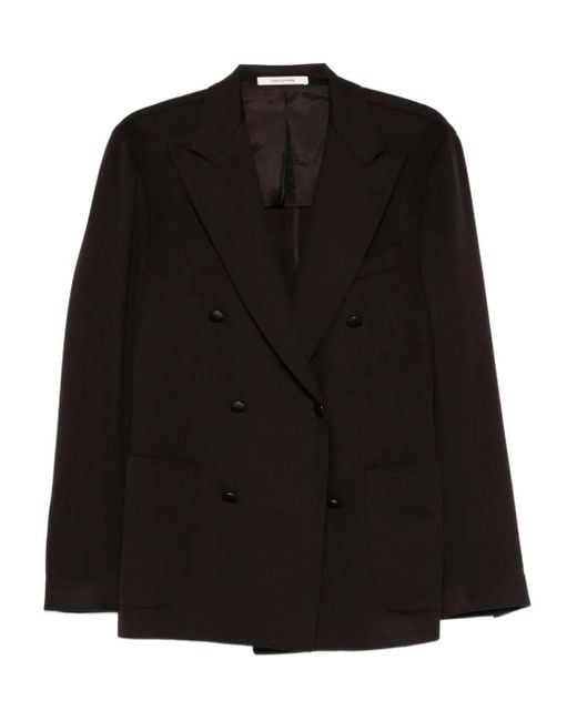 Tagliatore Black Double-Breasted Pocket Jacket for men