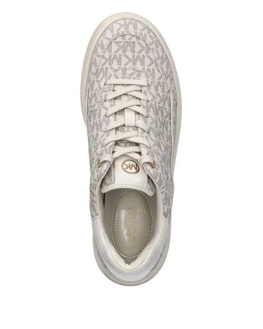 MICHAEL Michael Kors White Monogram-Pattern Sneakers