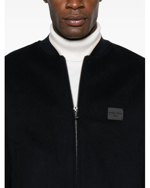 Emporio Armani Black Wool Bomber Jacket for men