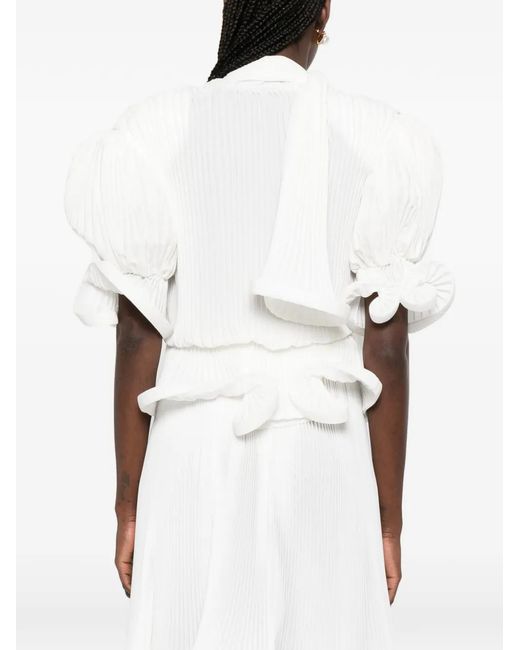 ROWEN ROSE White Puffy-Sleeve Blouse