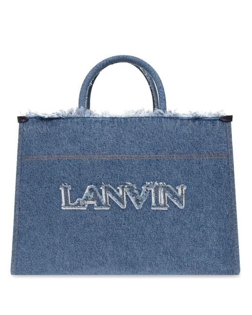 Lanvin Shopper Met Geborduurd Logo in het Blue
