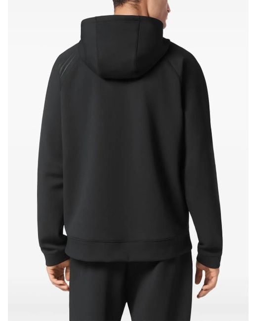 Philipp Plein Black Logo-Patch Hoodie for men