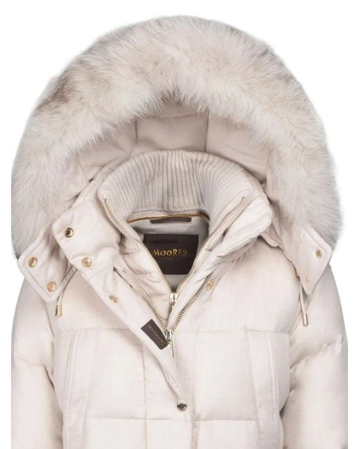 Moorer White Talassa Fur-Trimmed Quilted Jacket