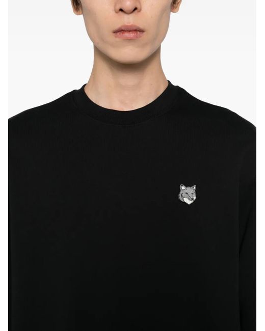 Maison Kitsuné Sweatshirt Mit Fuchskopf-Stickerei in Black für Herren