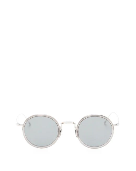 Thom Browne White Round-Frame Sunglasses for men