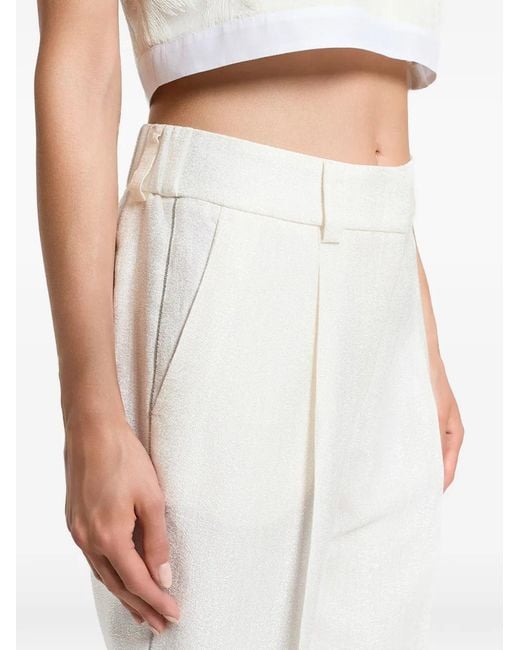 Peserico White Pantalon À Ourlet Retroussé