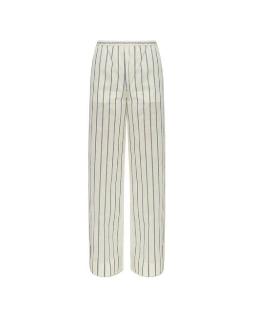 Moncler White Pinstripe Trousers