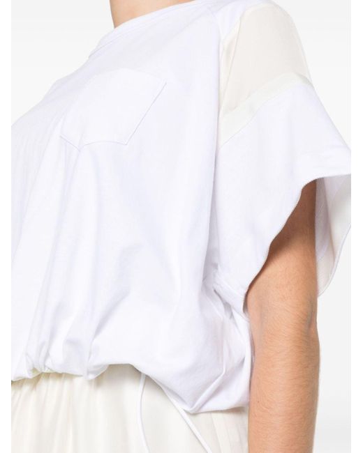 Sacai White Panelled Cotton T-shirt
