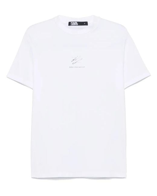 Karl Lagerfeld White Crew-Neck T-Shirt for men
