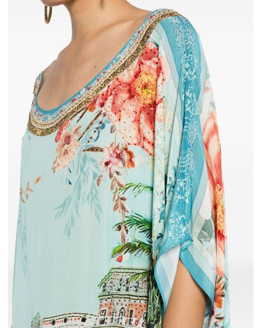 Camilla Green Graphic-print Silk Crepe Kaftan Dress