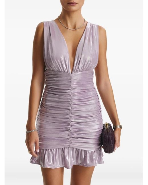 CuAnna Purple Afrodita Ruffled Mini Dress