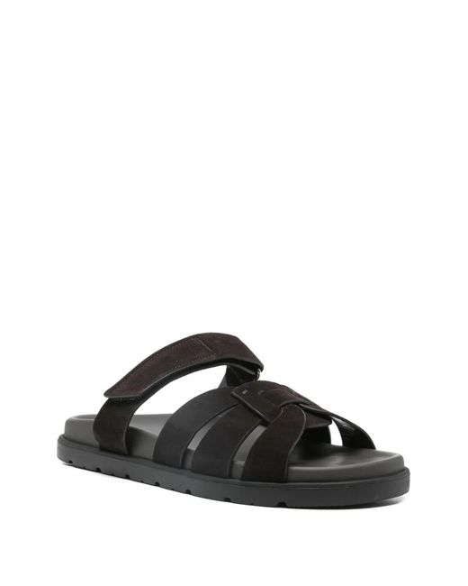 Doucal's Black Woven Suede Sandals