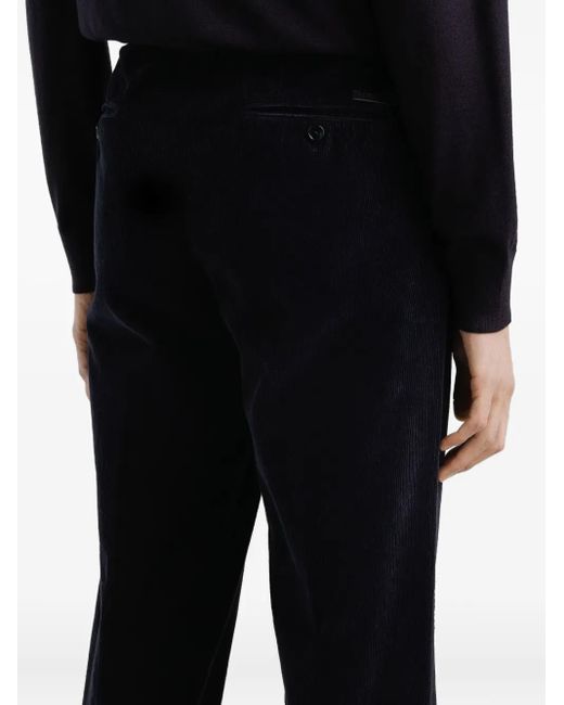 Dolce & Gabbana Blue Pleated Corduroy Chinos for men