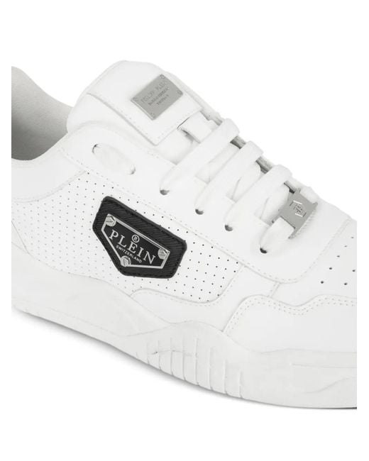 Philipp Plein White Perforated-Detail Sneakers