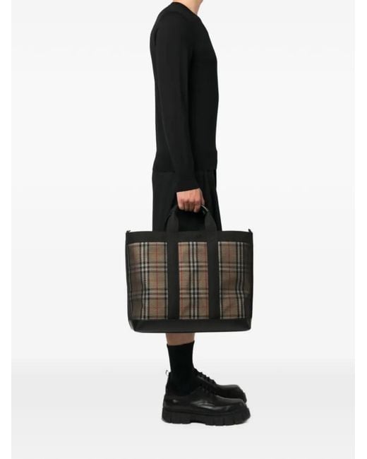 Burberry Black Ormond Check-Pattern Tote Bag