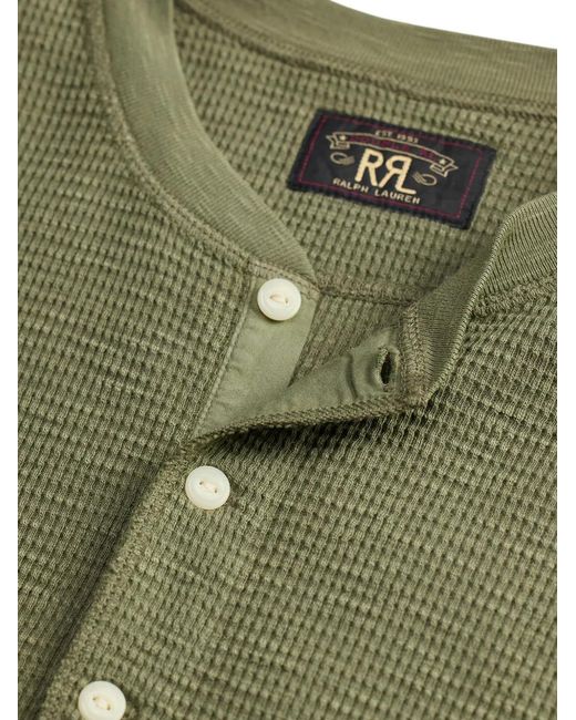 RRL Green Henley-Neck Knitted T-Shirt for men