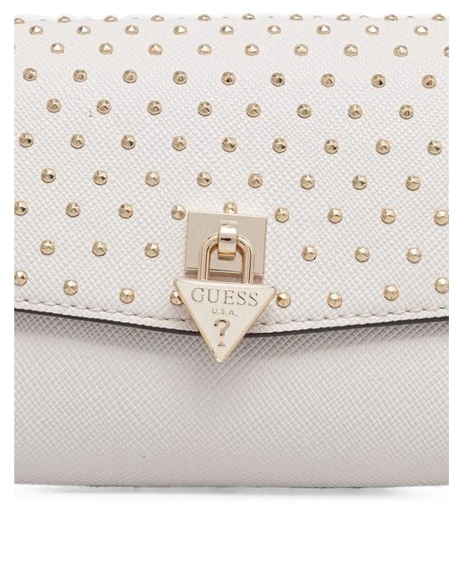 Guess White Patsie Stud-Embellished Cross-Body Bag