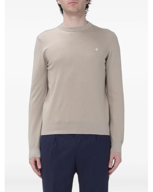 Brooksfield Blue Logo-Embroidered Crew-Neck Sweater for men