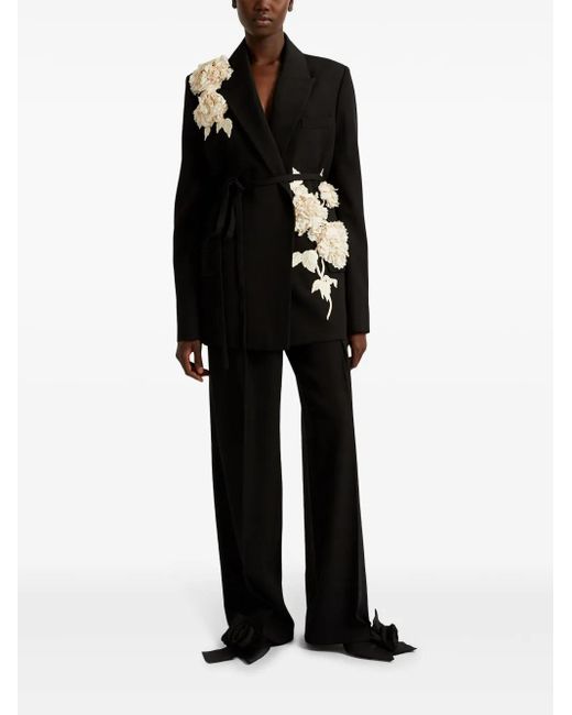 Erdem Black Straight-Leg Trousers