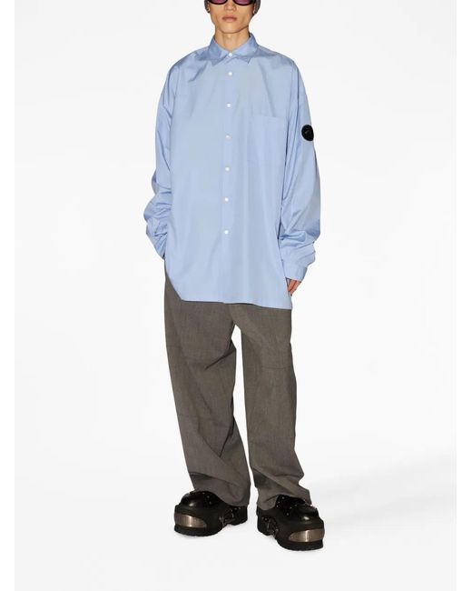 Ambush Blue Logo-Patch Button-Up Shirt for men