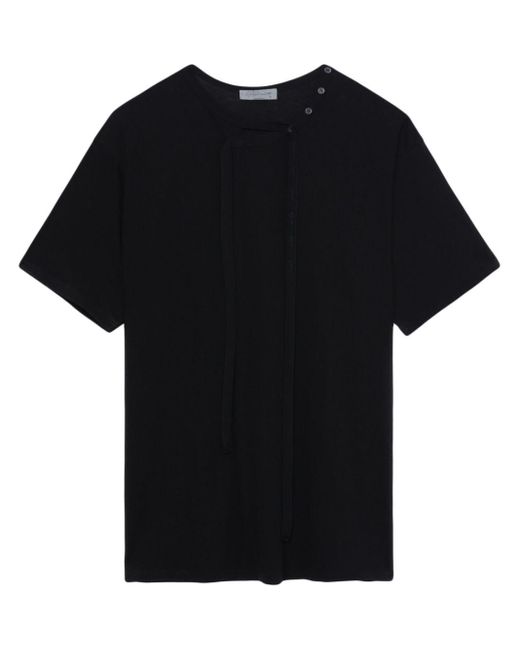Yohji Yamamoto Black Asymmetric Cotton T-shirt for men