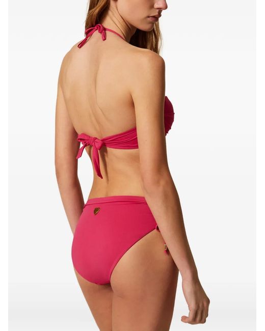 Twinset Pink Tie-Detail Bikini Top