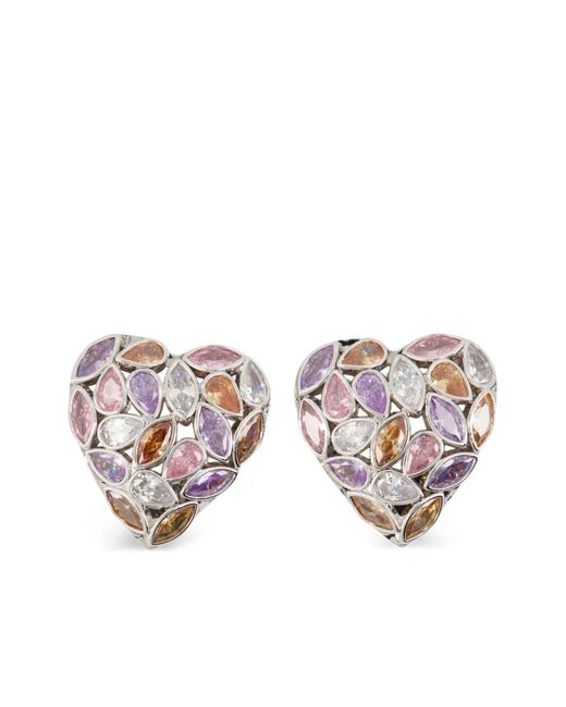 Self-Portrait White Heart-Shaped Earrings