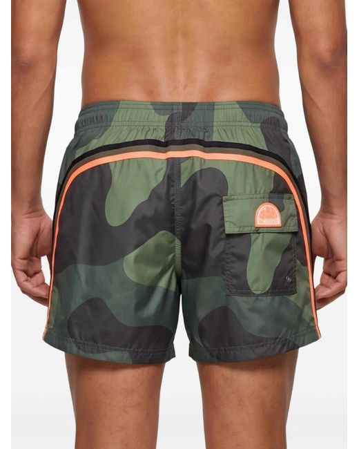 Sundek Green Short De Bain À Motif Camouflage for men