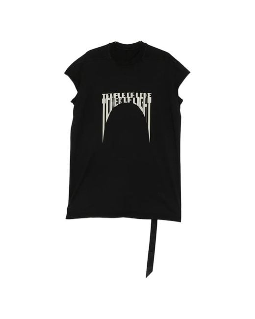 Rick Owens Black Graphic-Print Longline T-Shirt for men