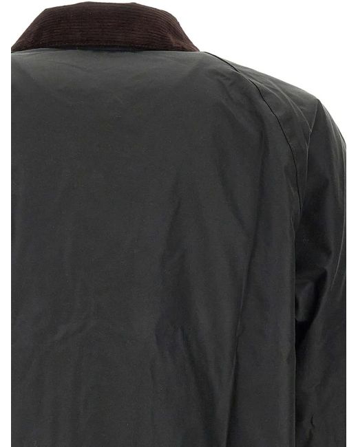 Barbour Black Transport Waxed Corduroy-Collar Jacket for men