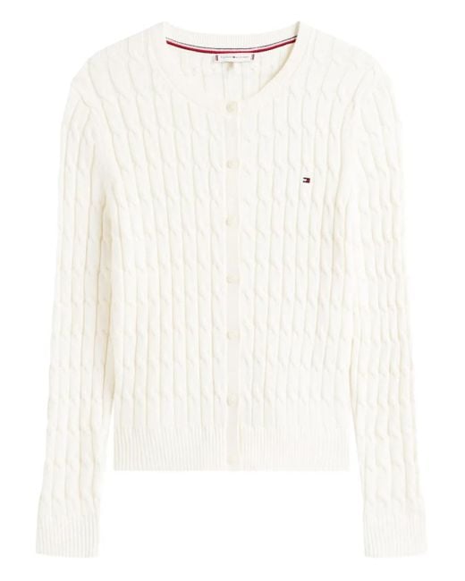 Tommy Hilfiger White Cable-Knit Buttoned Cardigan